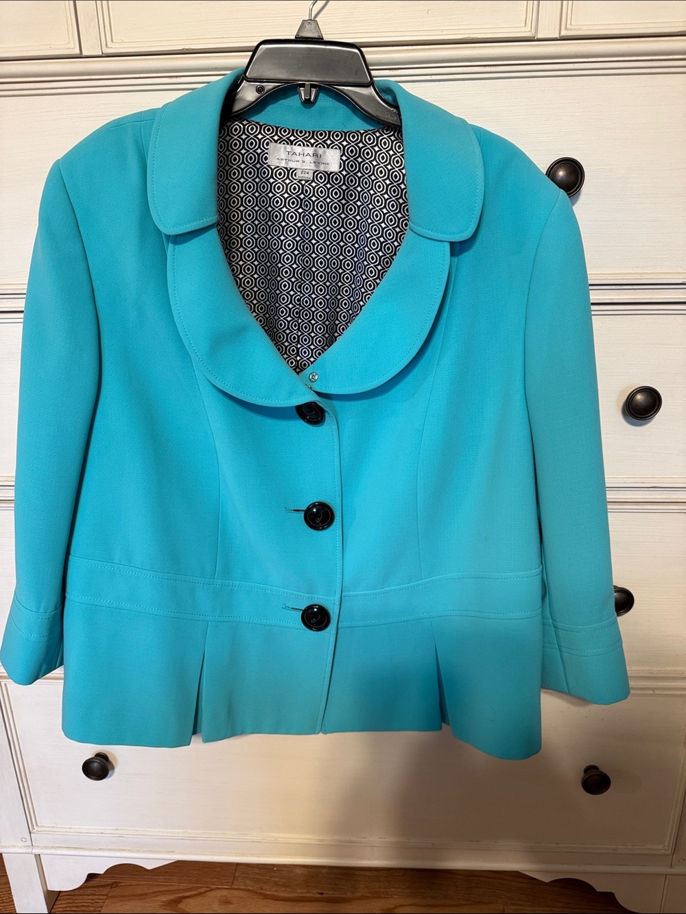 Tahari ASL Women's Bright Turquoise Peplum Blazer
